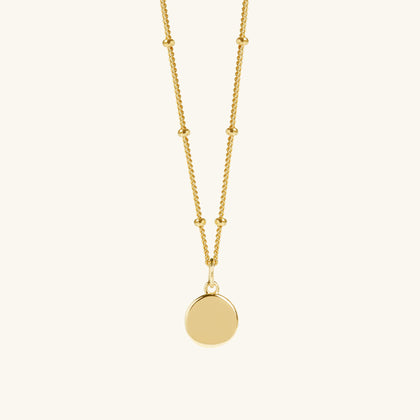 Gold Mini Disc Necklace With Bead Chain